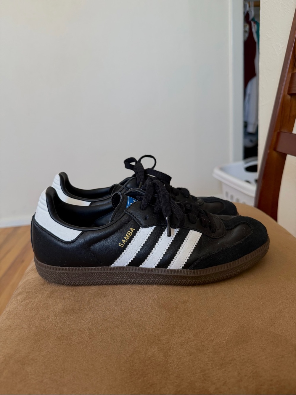 adidas Samba Black and White Leather Low-Top Sneakers